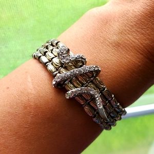 Vintage Rhinestone Snake Stretch Bracelet